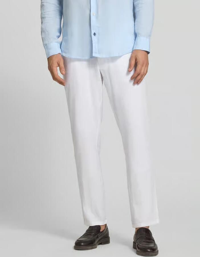 Christian Berg Men regular fit broek van mix van linnen en viscose met steekzakken - Foto 2