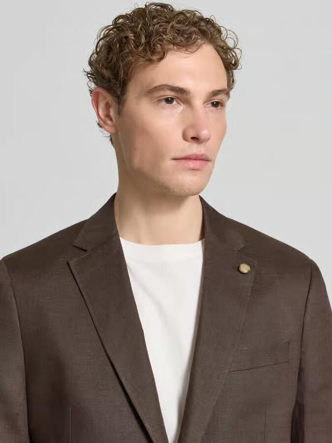 Christian Berg Men regular fit colbert van puur linnen met reverskraag