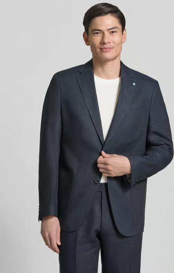 Christian Berg Men regular fit colbert van puur linnen met reverskraag - Foto 4