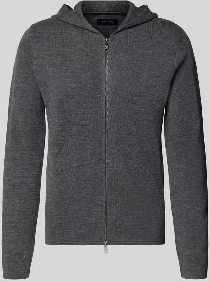 Christian Berg Men Regular fit gebreid jack met aandeel lanawol