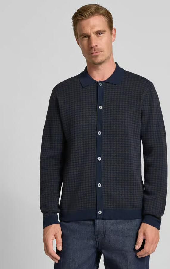 Christian Berg Men regular fit gebreid vest met omgeslagen kraag - Foto 2
