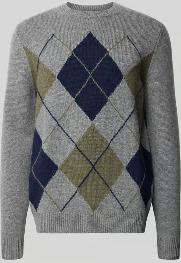 Christian Berg Men Regular fit gebreide pullover met ruitmotief