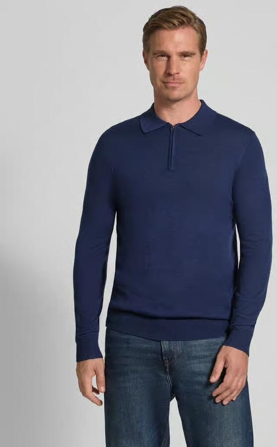 Christian Berg Men Gebreide pullover van een mix van merinowol met platte kraag - Foto 2