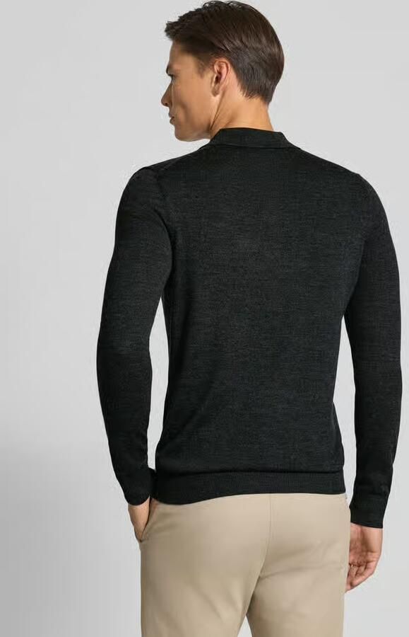 Christian Berg Men Regular fit gebreide pullover van wolmix met platte kraag