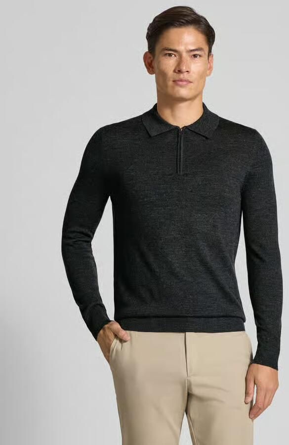 Christian Berg Men Regular fit gebreide pullover van wolmix met platte kraag - Foto 2