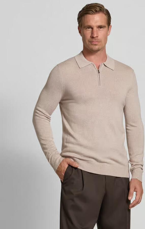 Christian Berg Men Gebreide pullover van een mix van merinowol met platte kraag - Foto 2