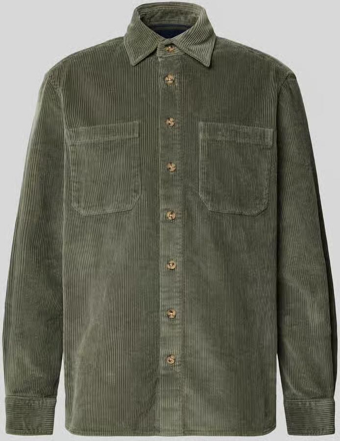 Christian Berg Men Regular fit overhemdjack van corduroy met kentkraag