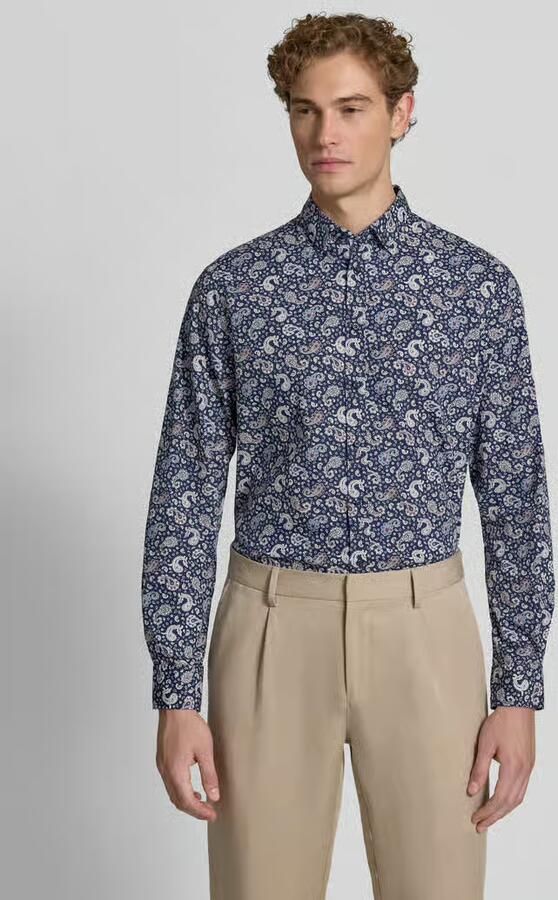 Christian Berg Men Regular fit vrijetijdsoverhemd met paisleymotief en kentkraag - Foto 3