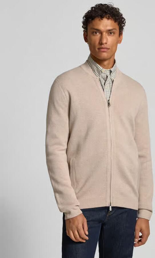 Christian Berg Men Slim fit gebreid jack met opstaande kraag - Foto 2