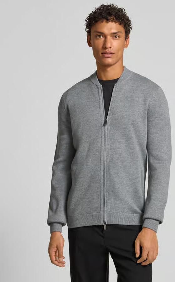 Christian Berg Men Slim fit gebreid jack van wolmix - Foto 2