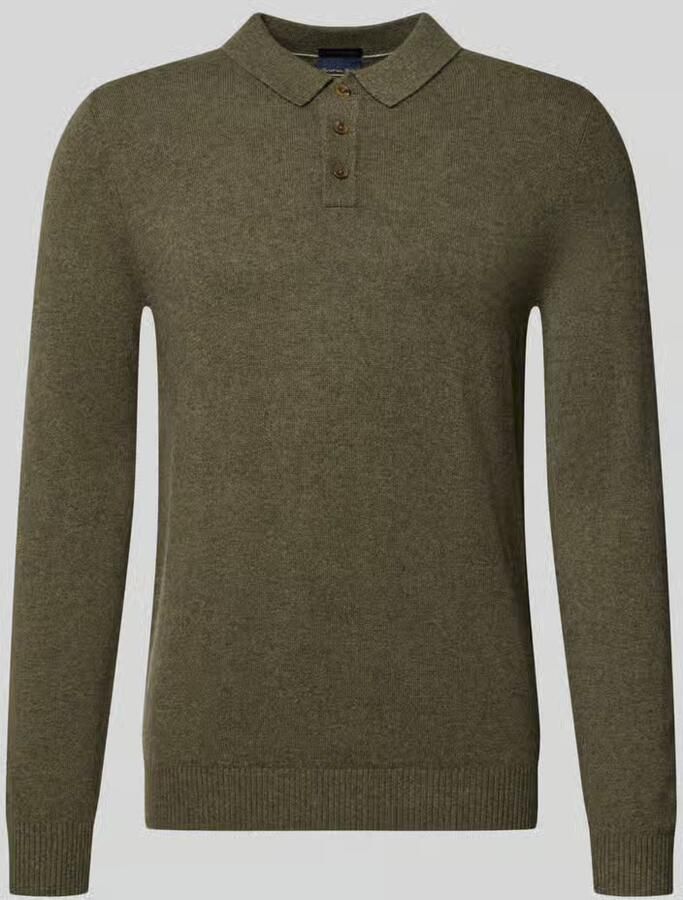 Christian Berg Men Slim fit gebreide pullover van puur kasjmier met polokraag