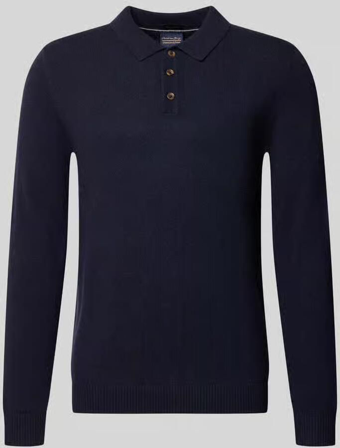 Christian Berg Men Slim fit gebreide pullover van puur kasjmier met polokraag