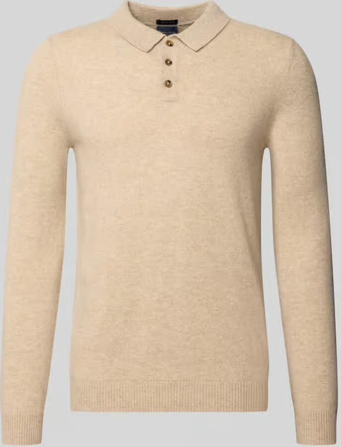 Christian Berg Men Slim fit gebreide pullover van puur kasjmier met polokraag