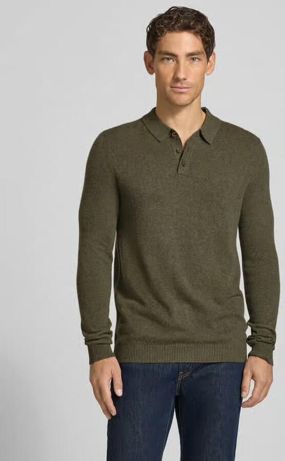 Christian Berg Men Slim fit gebreide pullover van puur kasjmier met polokraag - Foto 3