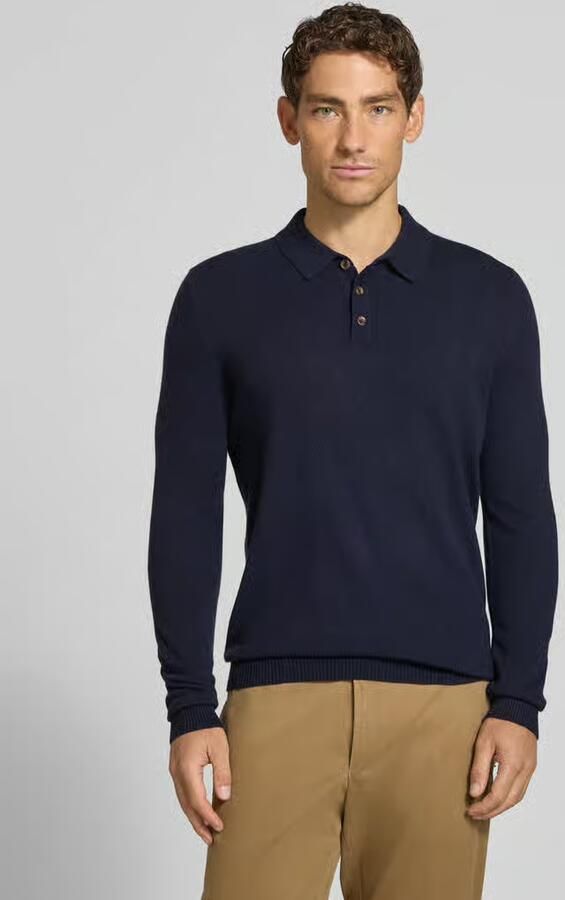 Christian Berg Men Slim fit gebreide pullover van puur kasjmier met polokraag - Foto 3