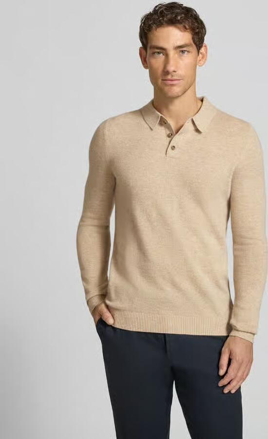 Christian Berg Men Slim fit gebreide pullover van puur kasjmier met polokraag - Foto 3