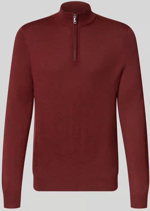 Christian Berg Men Slim Fit gebreide pullover van wolmix met schipperskraag