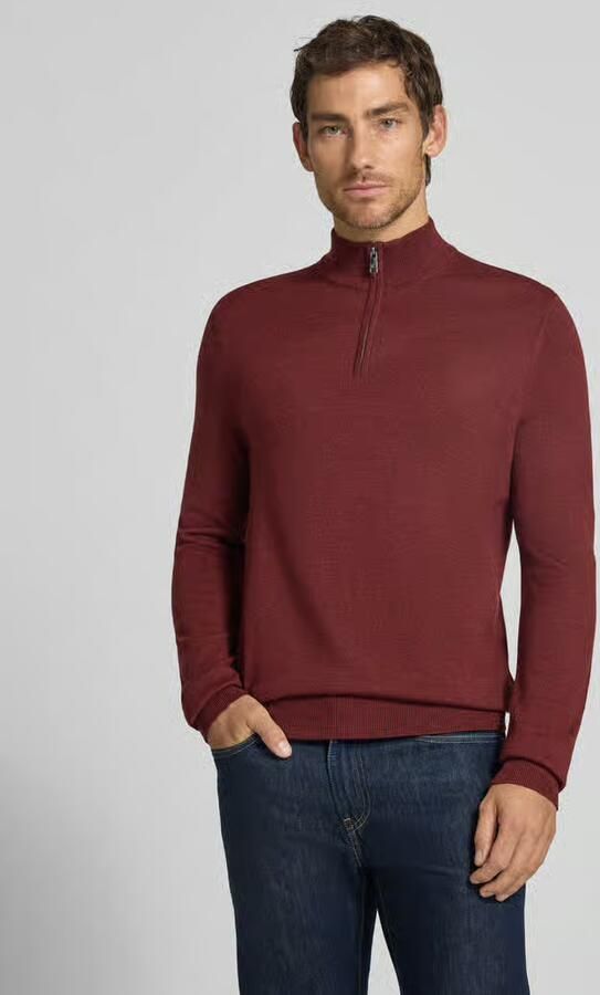 Christian Berg Men Slim Fit gebreide pullover van wolmix met schipperskraag - Foto 3
