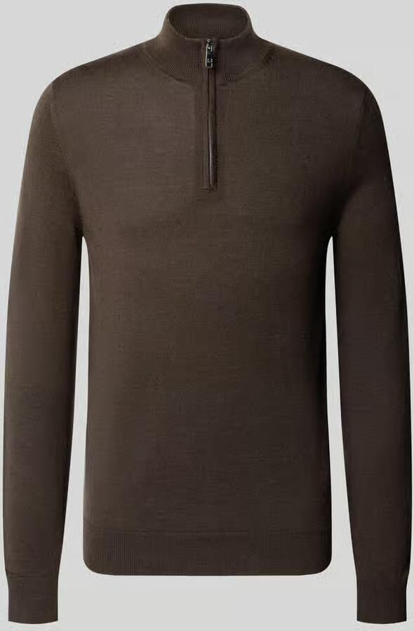 Christian Berg Men Slim Fit gebreide pullover van wolmix met schipperskraag