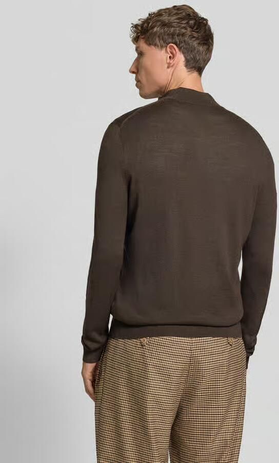 Christian Berg Men Slim Fit gebreide pullover van wolmix met schipperskraag - Foto 2