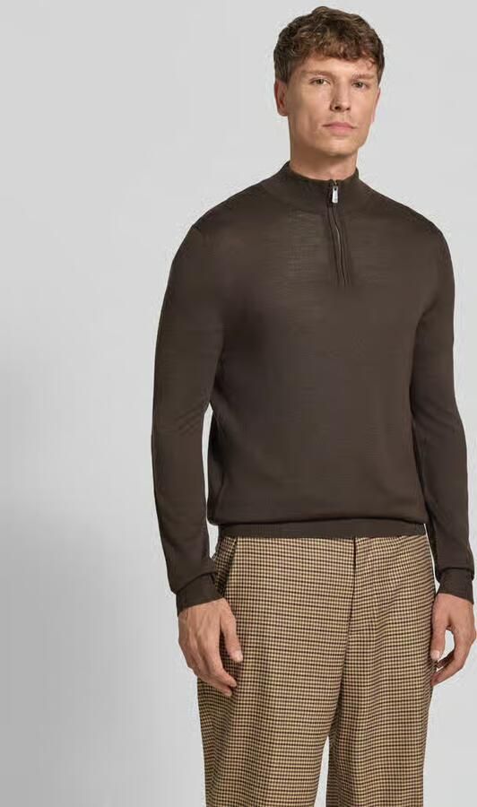 Christian Berg Men Slim Fit gebreide pullover van wolmix met schipperskraag - Foto 3
