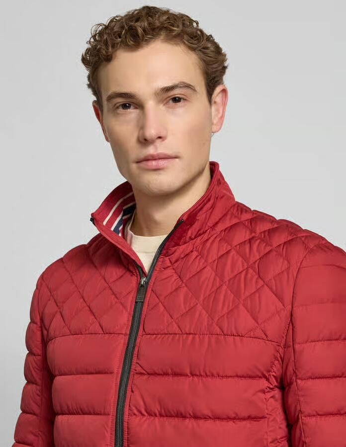 Christian Berg Men Slim fit gewatteerd jack met gevoerde kraag