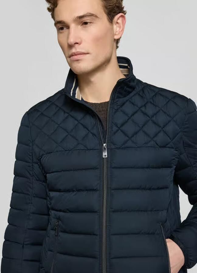 Christian Berg Men Slim fit Gewatteerd jack met gevoerde Kraag