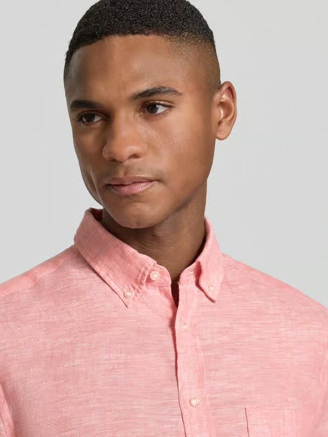 Christian Berg Men Slim fit linnen overhemd met borstzak