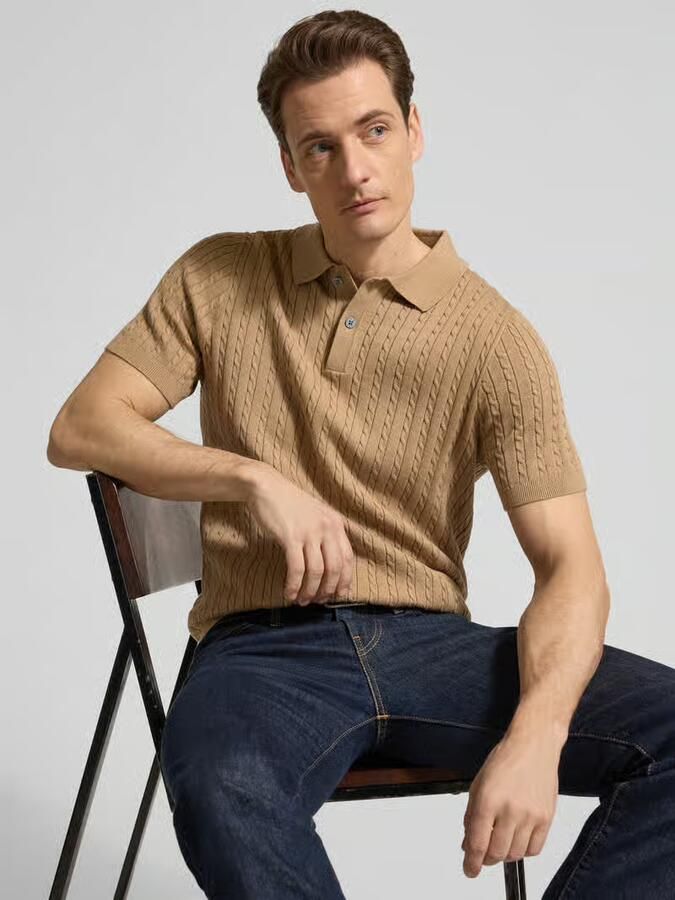 Christian Berg Men Slim fit poloshirt in gebreide look