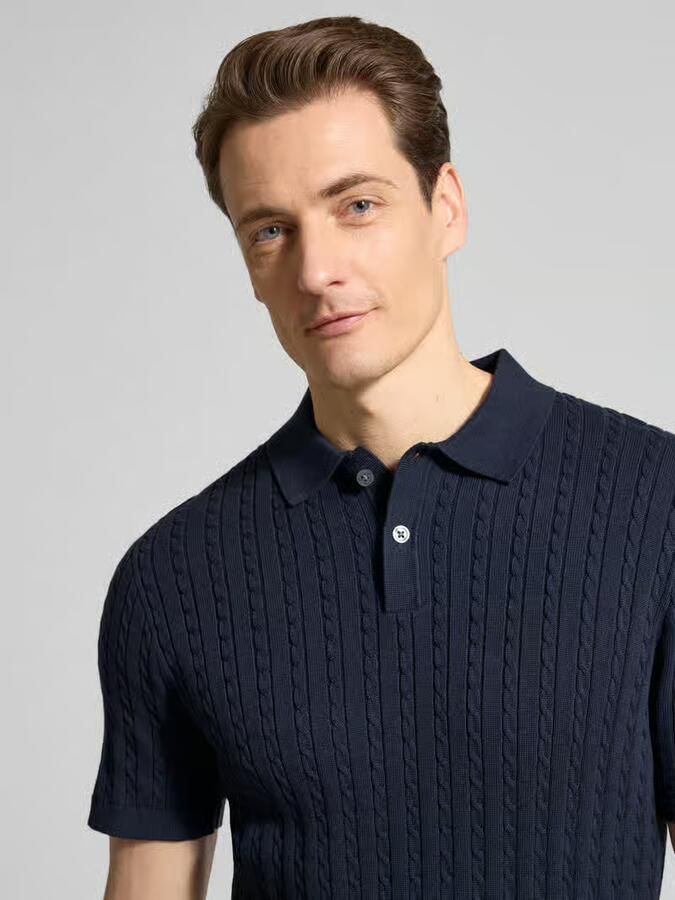 Christian Berg Men Slim fit poloshirt in gebreide look