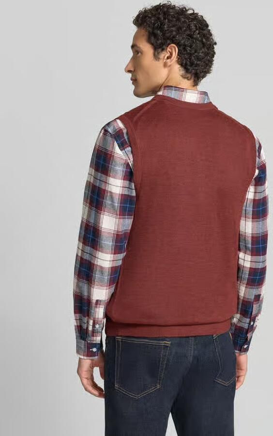 Christian Berg Men Slim fit spencer van katoenmix met v-hals - Foto 2