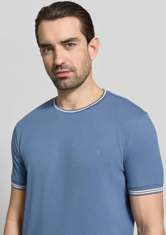 Christian Berg Men T-shirt met structuurpatroon en ronde hals