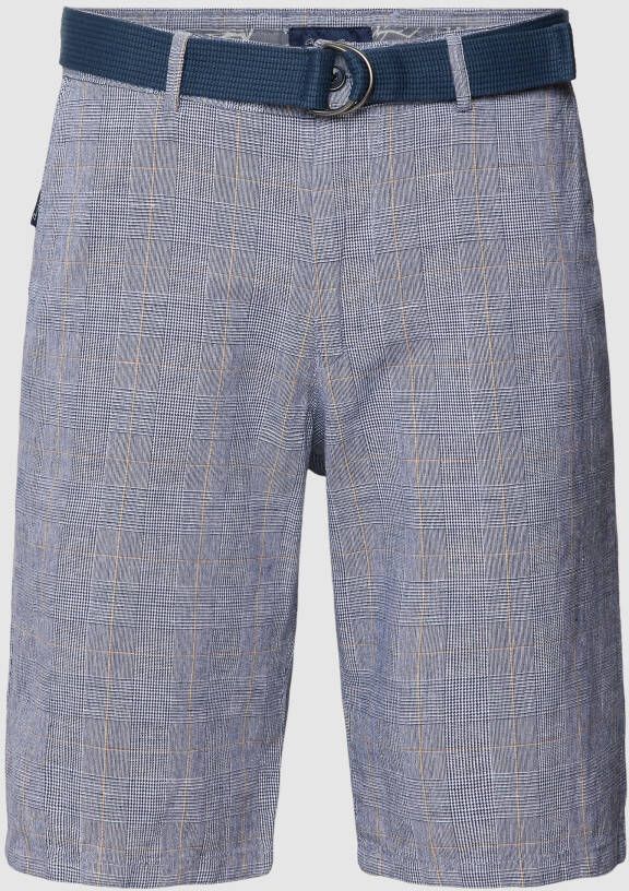 Christian Berg Men Korte linnen broek met glencheck-motief