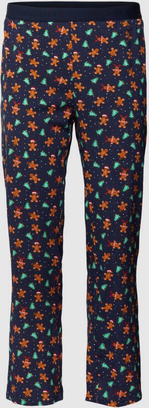 Christian Berg Men Relaxed fit pyjamabroek met elastische band met statement