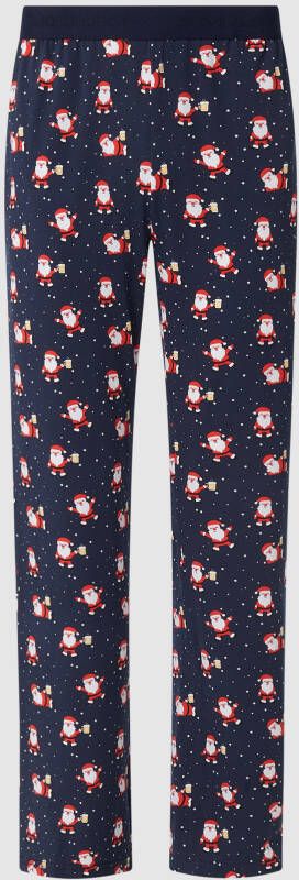 Christian Berg Men Relaxed fit pyjamabroek met elastische band met statement