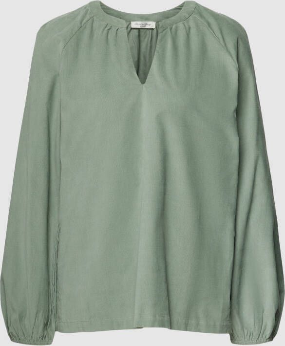 Christian Berg Woman Blouse van katoen in ribcordlook met raglanmouwen