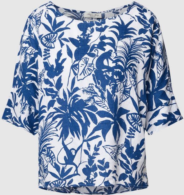 Christian Berg Woman Blouseshirt van linnen met all-over motiefprint