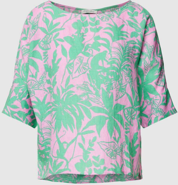 Christian Berg Woman Blouseshirt van linnen met all-over motiefprint