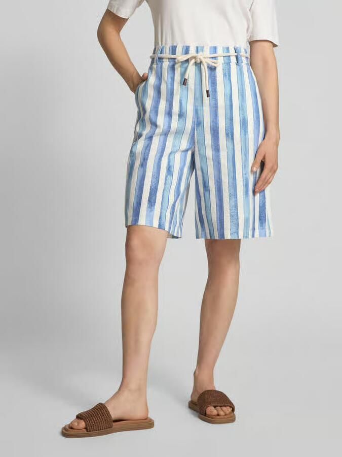Christian Berg Woman Baggy fit linnen bermuda met strikceintuur - Foto 2