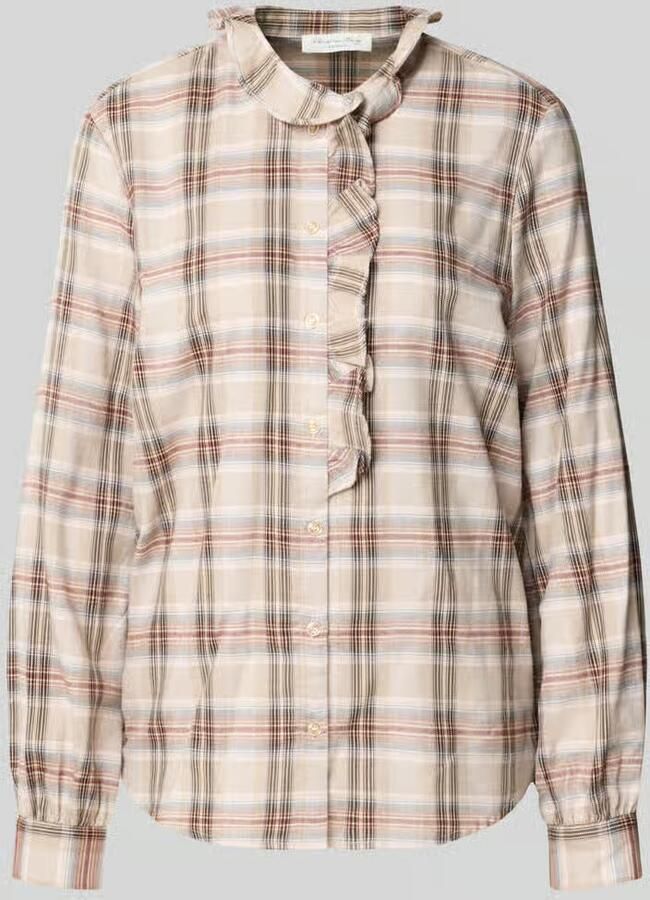 Christian Berg Woman Blouse met kraag met ruches en knoopsluiting