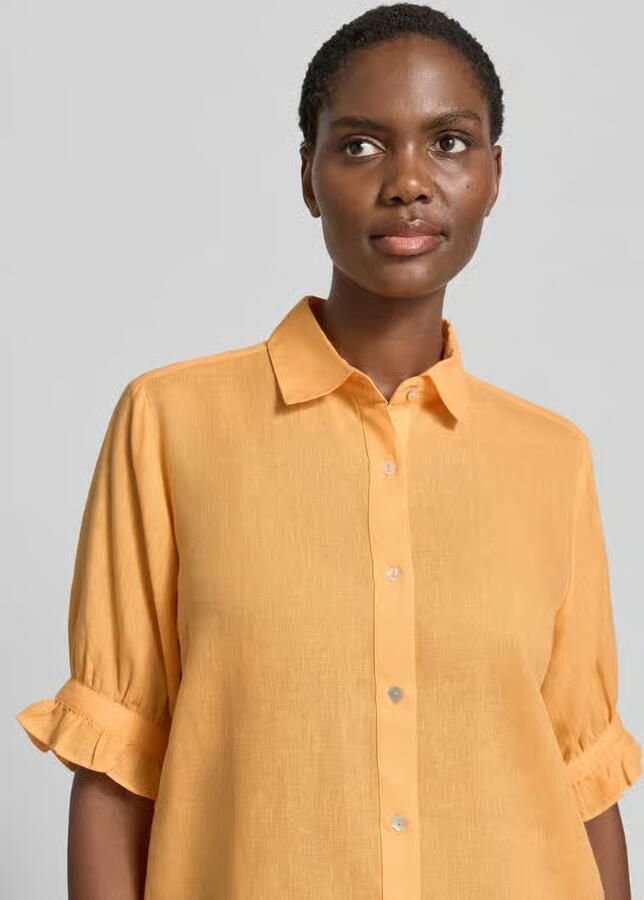 Christian Berg Woman Blouse met linnen en met ruchezoom