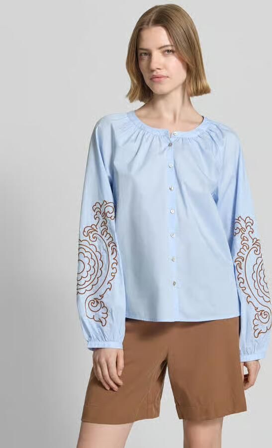 Christian Berg Woman Blouse met ronde hals en motiefstitching - Foto 2