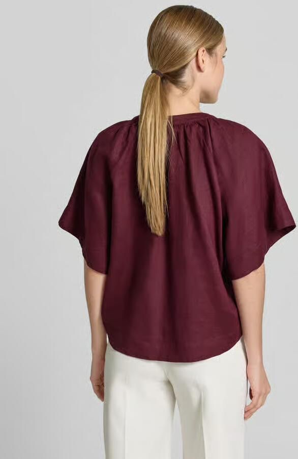 Christian Berg Woman boxy fit linnen blouse met V-hals - Foto 2