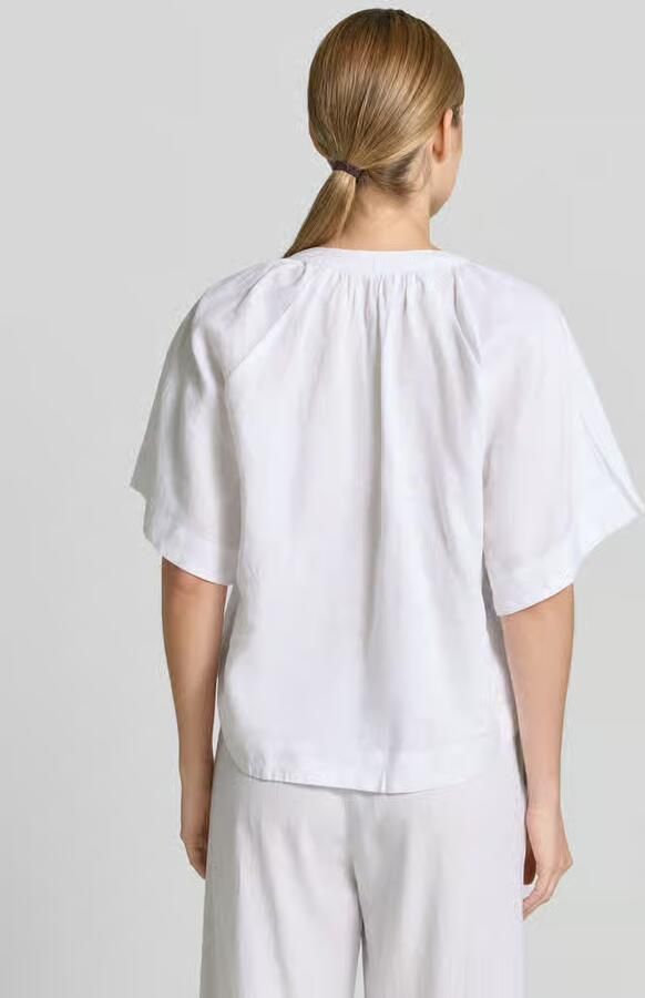 Christian Berg Woman boxy fit linnen blouse met V-hals - Foto 2
