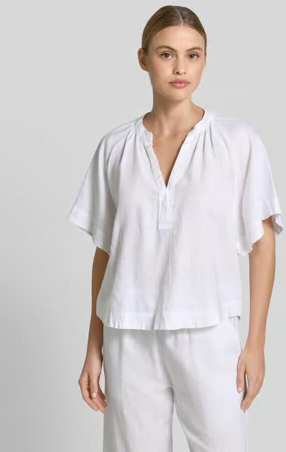 Christian Berg Woman boxy fit linnen blouse met V-hals - Foto 3