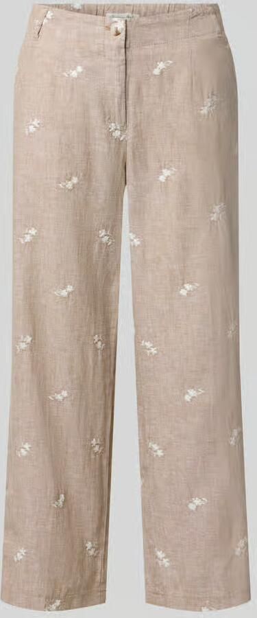 Christian Berg Woman Broek van mix van katoen en linnen met stitchings