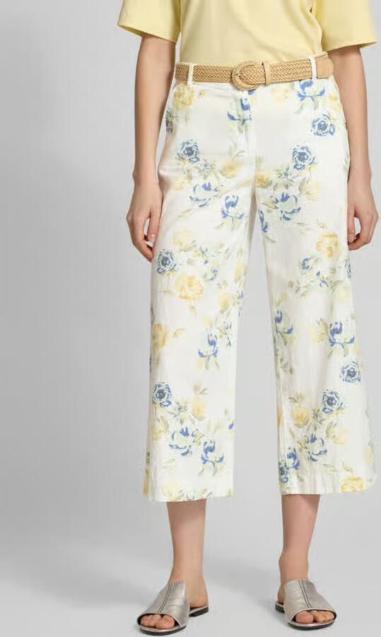 Christian Berg Woman Capribroek van mix van katoen en linnen met riem - Foto 3