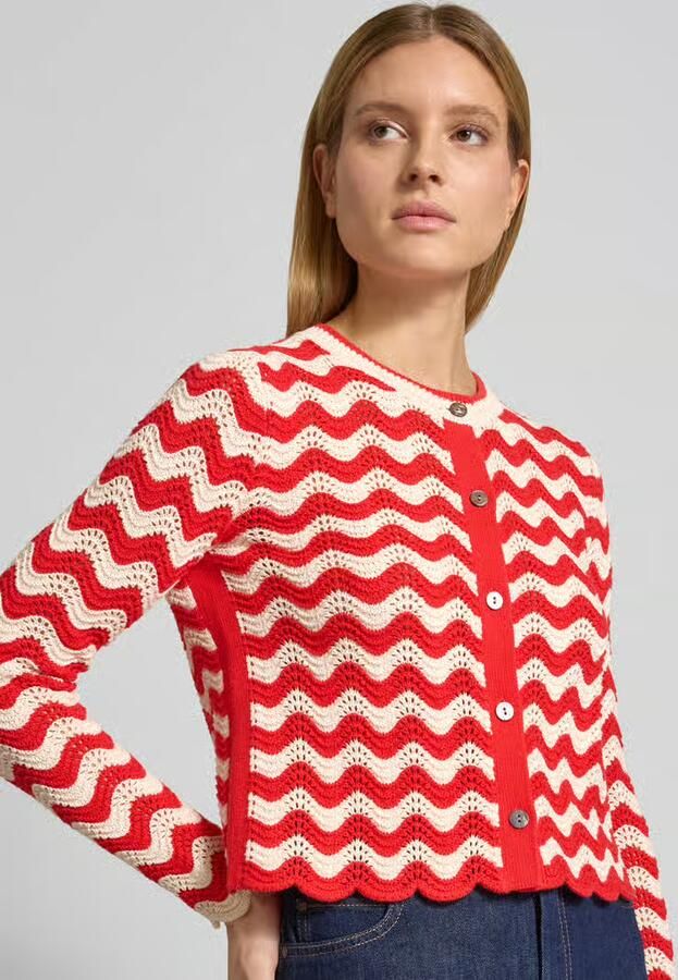 Christian Berg Woman Gebreid jack in all-over look met ronde hals