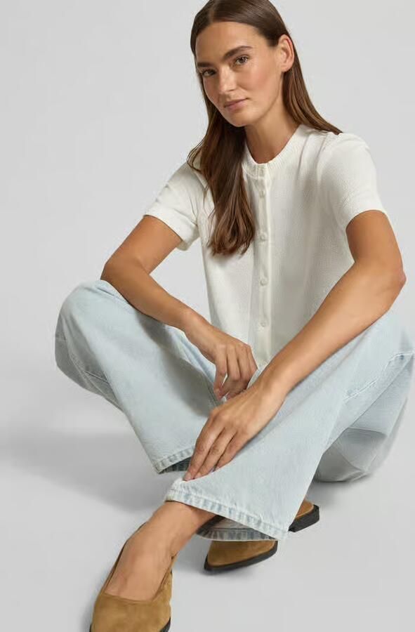 Christian Berg Woman Gebreid shirt van viscosemix met knoopsluiting