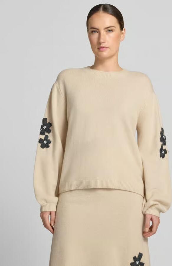 Christian Berg Woman Gebreide pullover van wol met stitchings en parels - Foto 2